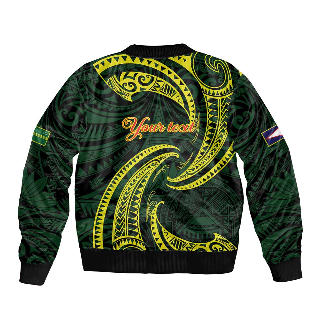American Samoa Manua Cession Day Personalized Sleeve Zip Bomber Jacket Polynesian Wave Style