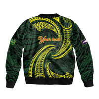 American Samoa Manua Cession Day Personalized Sleeve Zip Bomber Jacket Polynesian Wave Style