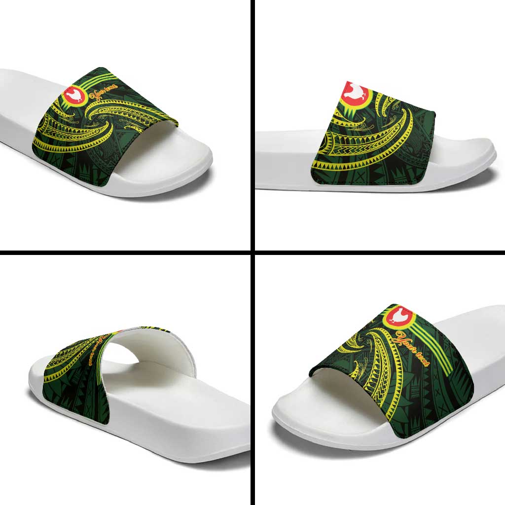 American Samoa Manua Cession Day Personalized Slide Sandals Polynesian Wave Style LT9 - Polynesian Pride