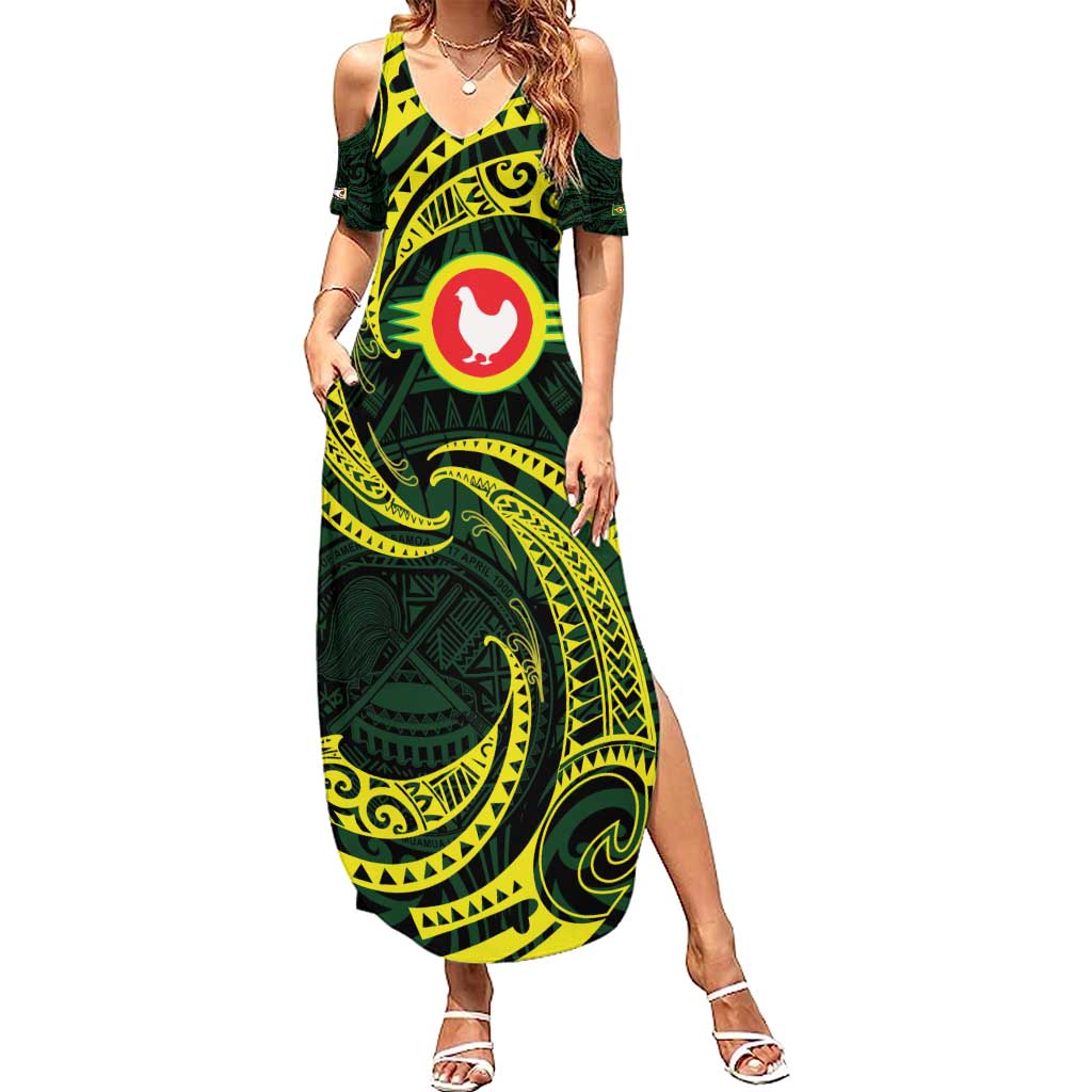 American Samoa Manua Cession Day Personalized Summer Maxi Dress Polynesian Wave Style
