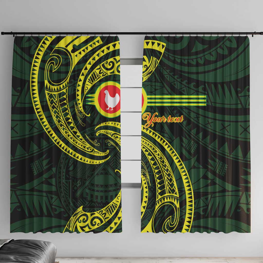 American Samoa Manua Cession Day Personalized Window Curtain Polynesian Wave Style LT9 With Hooks Green - Polynesian Pride
