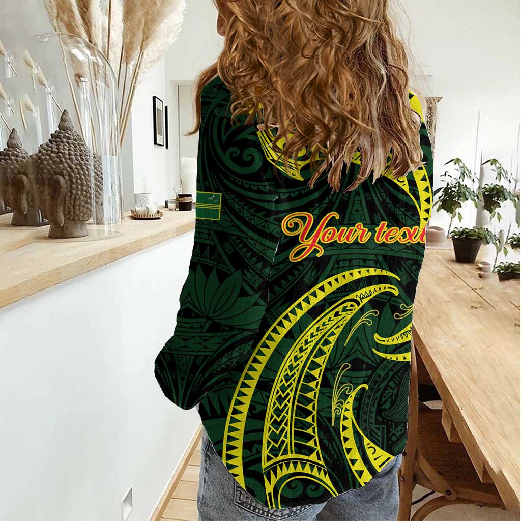 American Samoa Manua Cession Day Personalized Women Casual Shirt Polynesian Wave Style