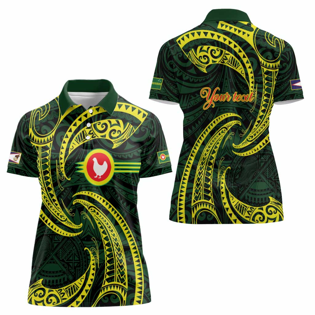 American Samoa Manua Cession Day Personalized Women Polo Shirt Polynesian Wave Style