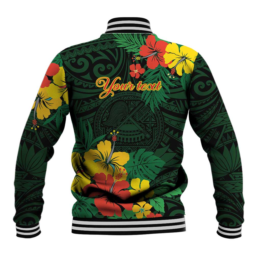 American Samoa Manu'atele Personalized Baseball Jacket Manua Island Hibiscus Flowers