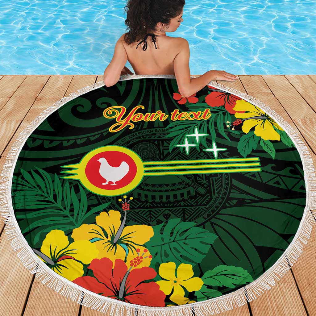 American Samoa Manu'atele Personalized Beach Blanket Manua Island Hibiscus Flowers