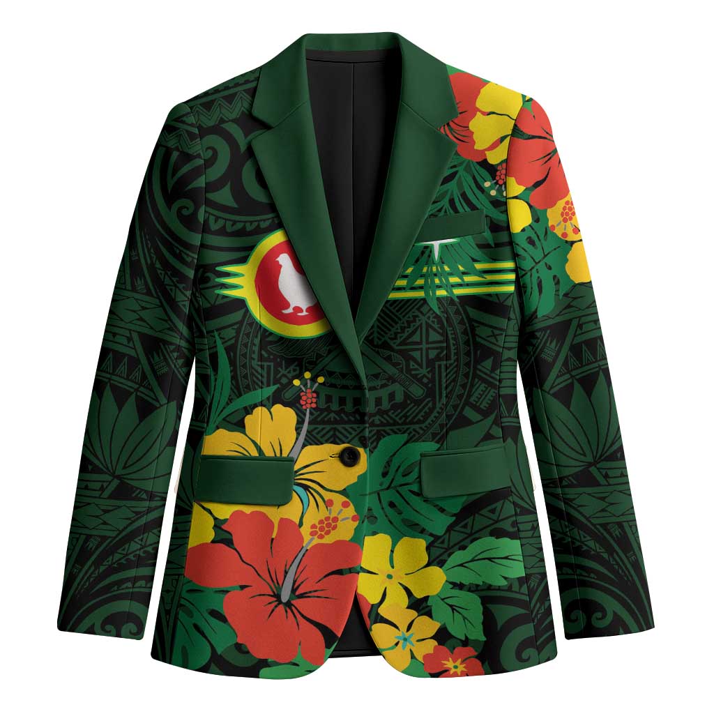 American Samoa Manu'atele Personalized Blazer Manua Island Hibiscus Flowers LT9 Unisex Green - Polynesian Pride