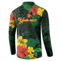 American Samoa Manu'atele Personalized Button Sweatshirt Manua Island Hibiscus Flowers