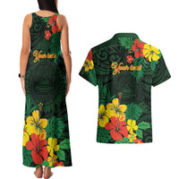 American Samoa Manu'atele Personalized Couples Matching Tank Maxi Dress and Hawaiian Shirt Manua Island Hibiscus Flowers