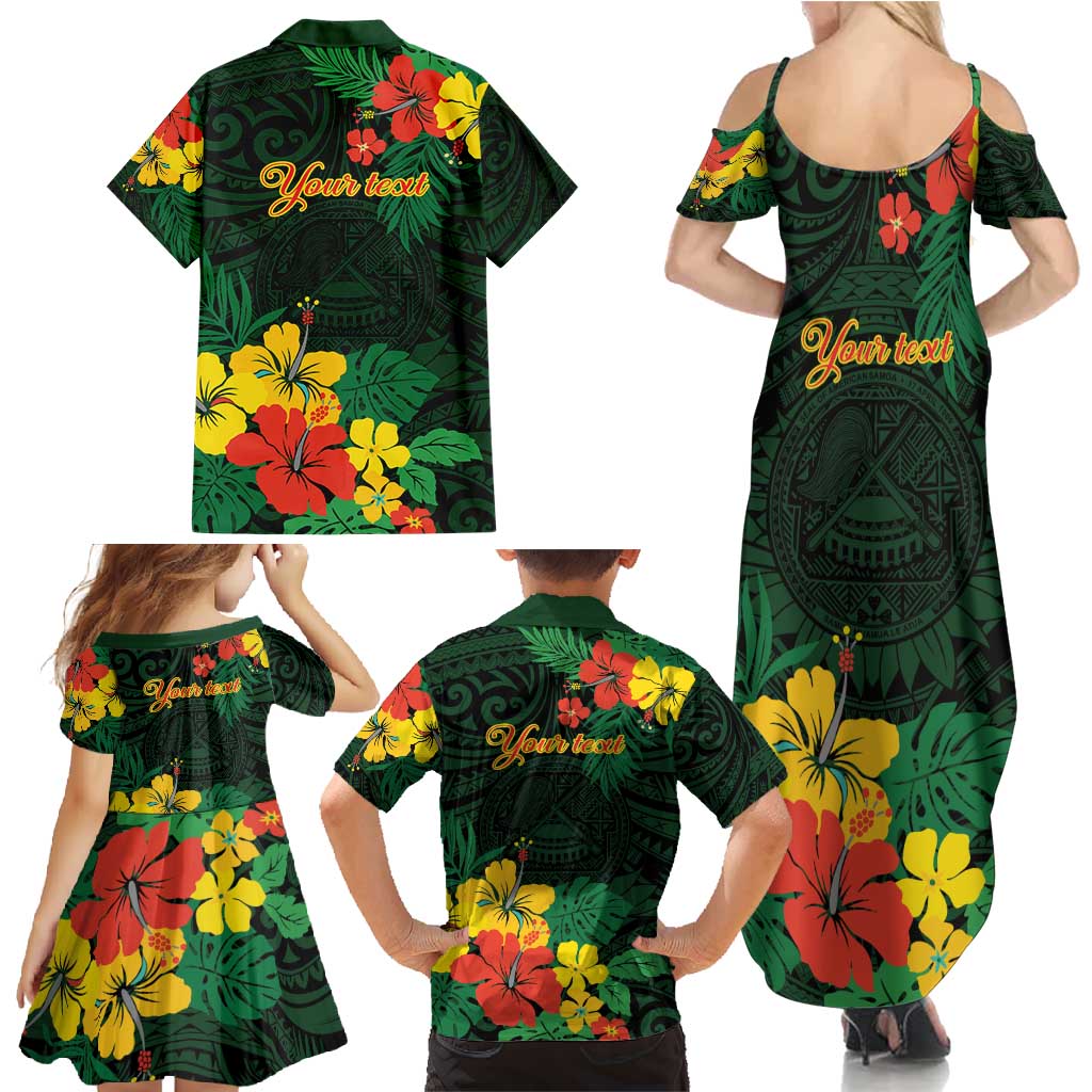 American Samoa Manu'atele Personalized Family Matching Summer Maxi Dress and Hawaiian Shirt Manua Island Hibiscus Flowers