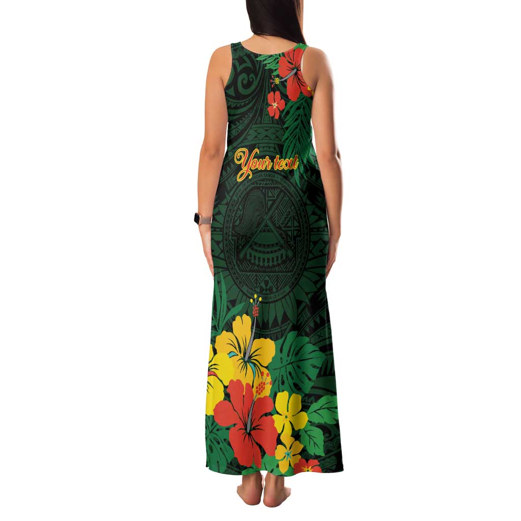 American Samoa Manu'atele Personalized Family Matching Tank Maxi Dress and Hawaiian Shirt Manua Island Hibiscus Flowers