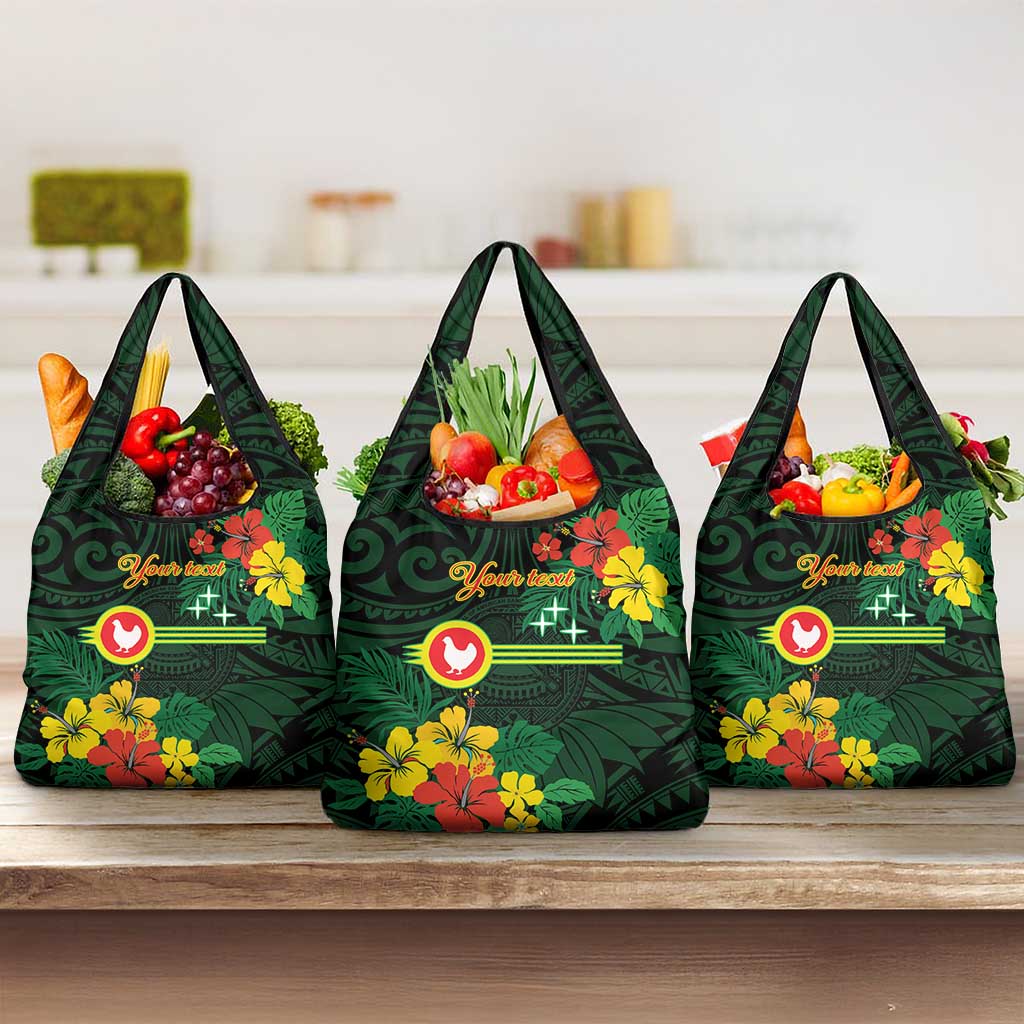 American Samoa Manu'atele Personalized Grocery Bag Manua Island Hibiscus Flowers