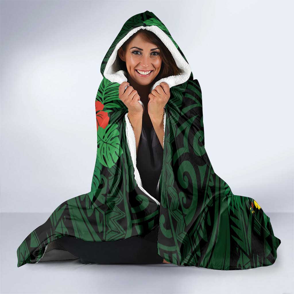 American Samoa Manu'atele Personalized Hooded Blanket Manua Island Hibiscus Flowers