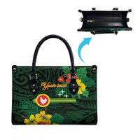 American Samoa Manu'atele Personalized Leather Bag Manua Island Hibiscus Flowers - Polynesian Pride