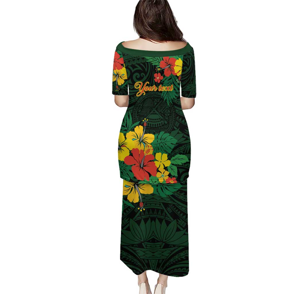 American Samoa Manu'atele Personalized Puletasi Manua Island Hibiscus Flowers