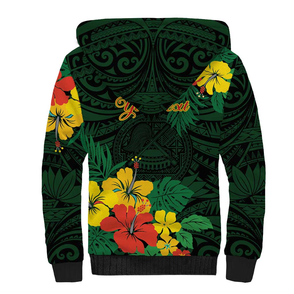 American Samoa Manu'atele Personalized Sherpa Hoodie Manua Island Hibiscus Flowers