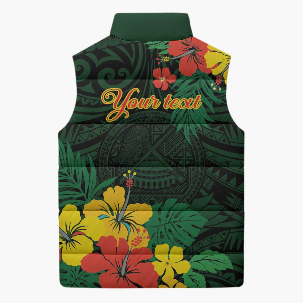 American Samoa Manu'atele Personalized Sleeveless Puffer Jacket Manua Island Hibiscus Flowers - Polynesian Pride