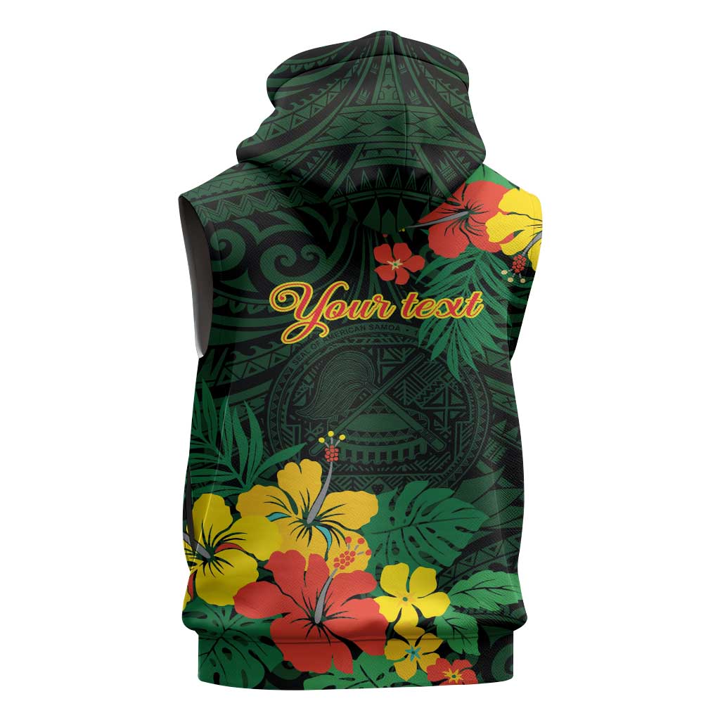 American Samoa Manu'atele Personalized Sleeveless Zip Hoodie Manua Island Hibiscus Flowers LT9