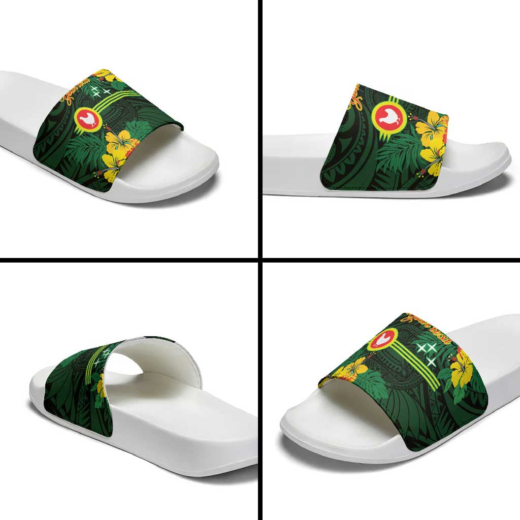 American Samoa Manu'atele Personalized Slide Sandals Manua Island Hibiscus Flowers LT9 - Polynesian Pride