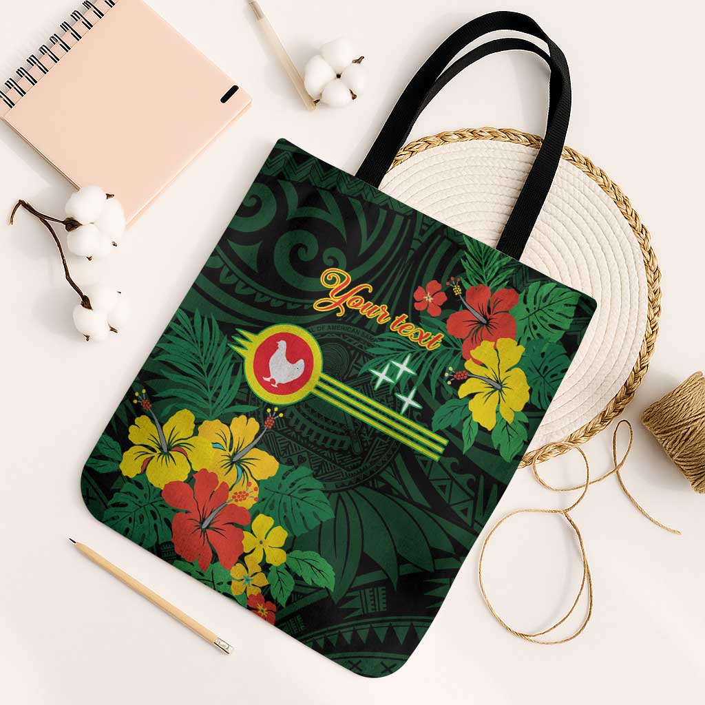 American Samoa Manu'atele Personalized Tote Bag Manua Island Hibiscus Flowers LT9 Black Strap One Size Green - Polynesian Pride