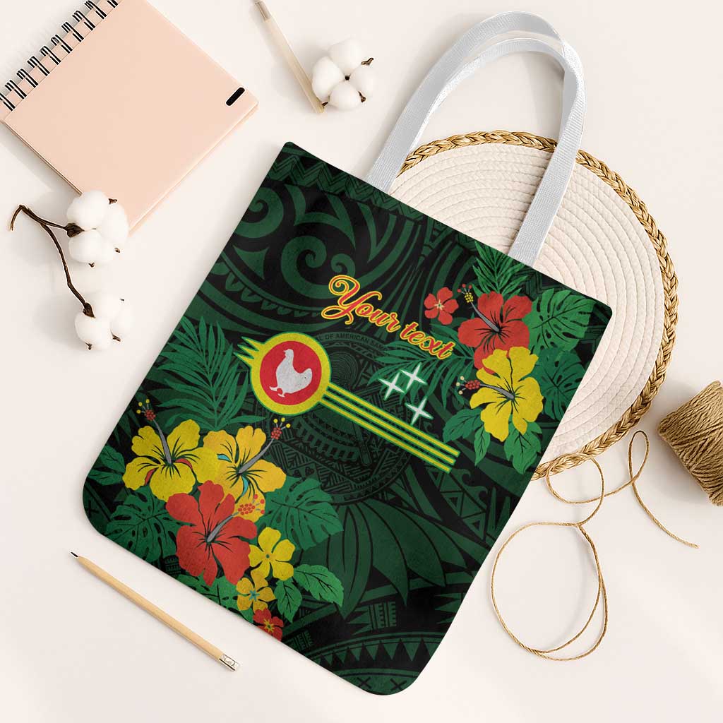 American Samoa Manu'atele Personalized Tote Bag Manua Island Hibiscus Flowers LT9 White Strap One Size Green - Polynesian Pride