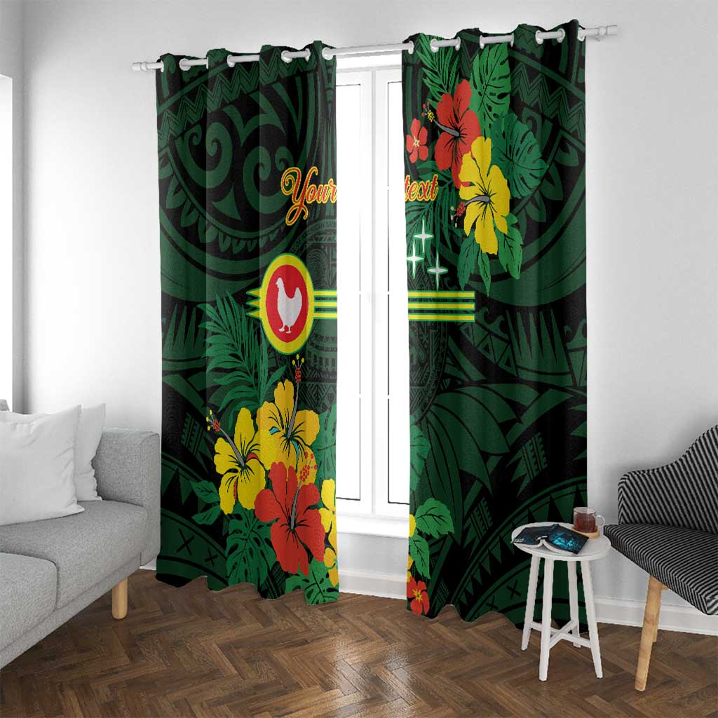 American Samoa Manu'atele Personalized Window Curtain Manua Island Hibiscus Flowers LT9 With Grommets Green - Polynesian Pride