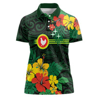 American Samoa Manu'atele Personalized Women Polo Shirt Manua Island Hibiscus Flowers