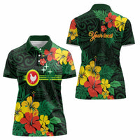 American Samoa Manu'atele Personalized Women Polo Shirt Manua Island Hibiscus Flowers