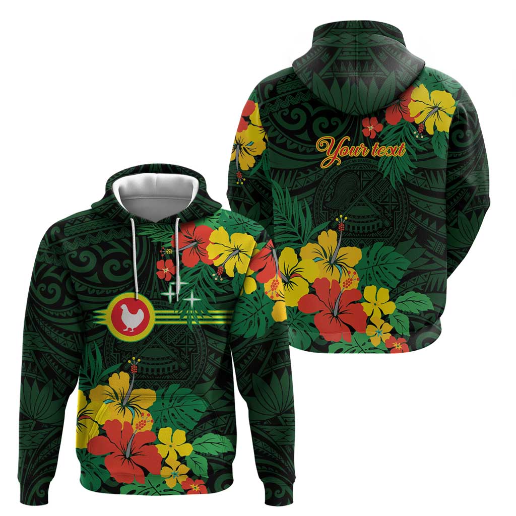 American Samoa Manu'atele Personalized Zip Hoodie Manua Island Hibiscus Flowers
