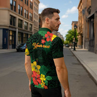American Samoa Manu'atele Personalized Zipper Polo Shirt Manua Island Hibiscus Flowers LT9 - Polynesian Pride