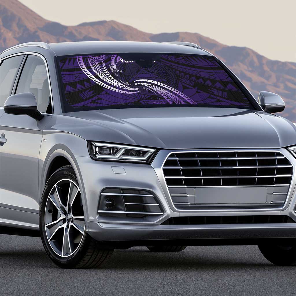 Manua Segaula American Samoa High School Personalized Auto Sun Shade Polynesian Wave Style - Polynesian Pride