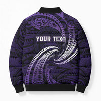 Manua Segaula American Samoa High School Personalized Bomber Puffer Jacket Polynesian Wave Style - Polynesian Pride