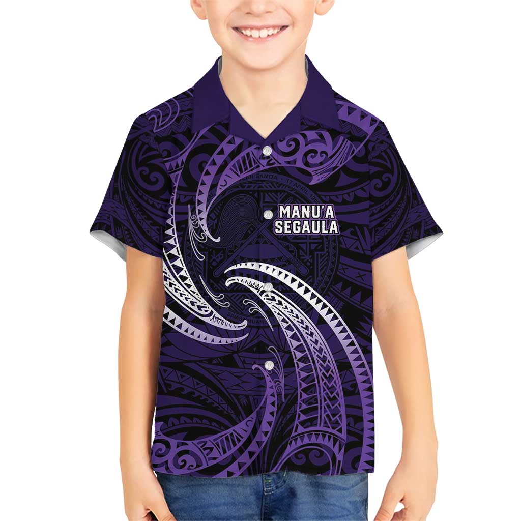 Manua Segaula American Samoa High School Personalized Family Matching Off Shoulder Maxi Dress and Hawaiian Shirt Polynesian Wave Style