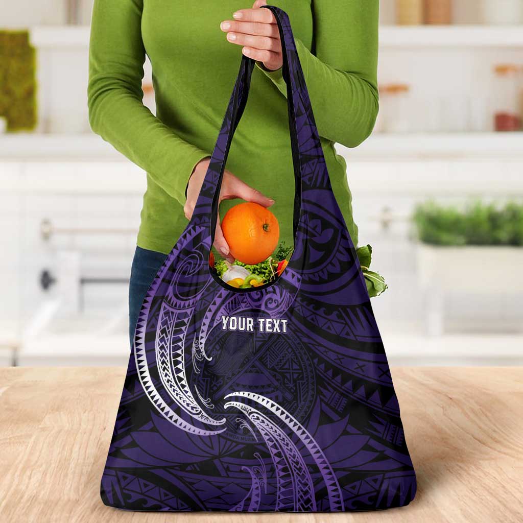 Manua Segaula American Samoa High School Personalized Grocery Bag Polynesian Wave Style LT9 - Polynesian Pride