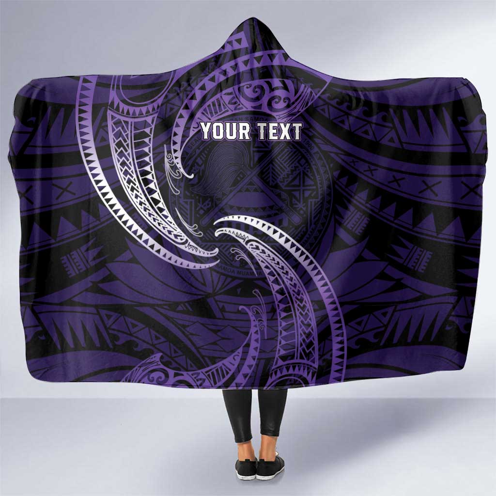 Manua Segaula American Samoa High School Personalized Hooded Blanket Polynesian Wave Style