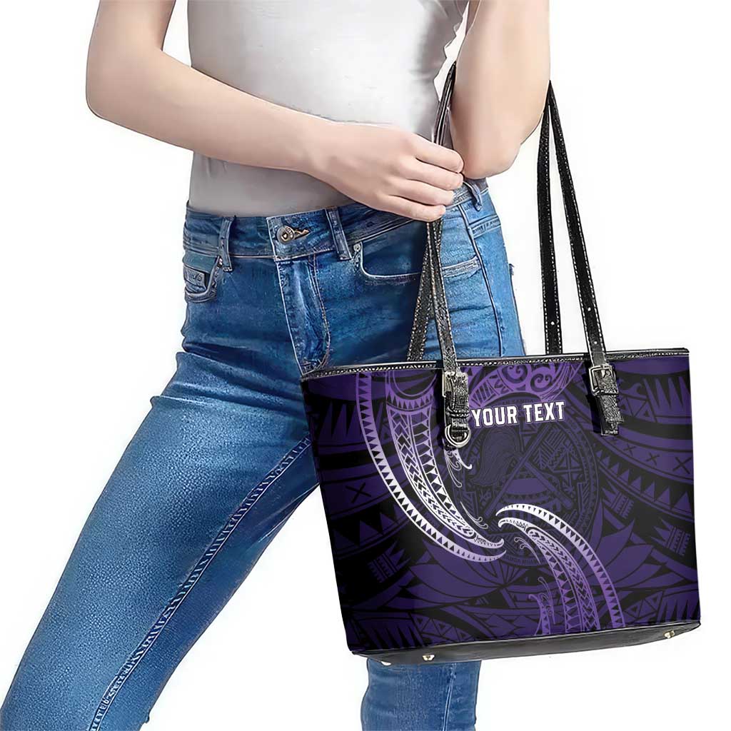 Manua Segaula American Samoa High School Personalized Leather Tote Bag Polynesian Wave Style