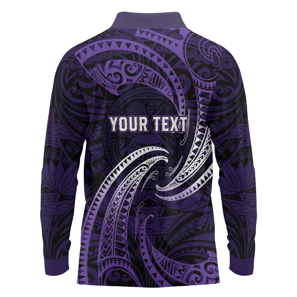 Manua Segaula American Samoa High School Personalized Long Sleeve Polo Shirt Polynesian Wave Style
