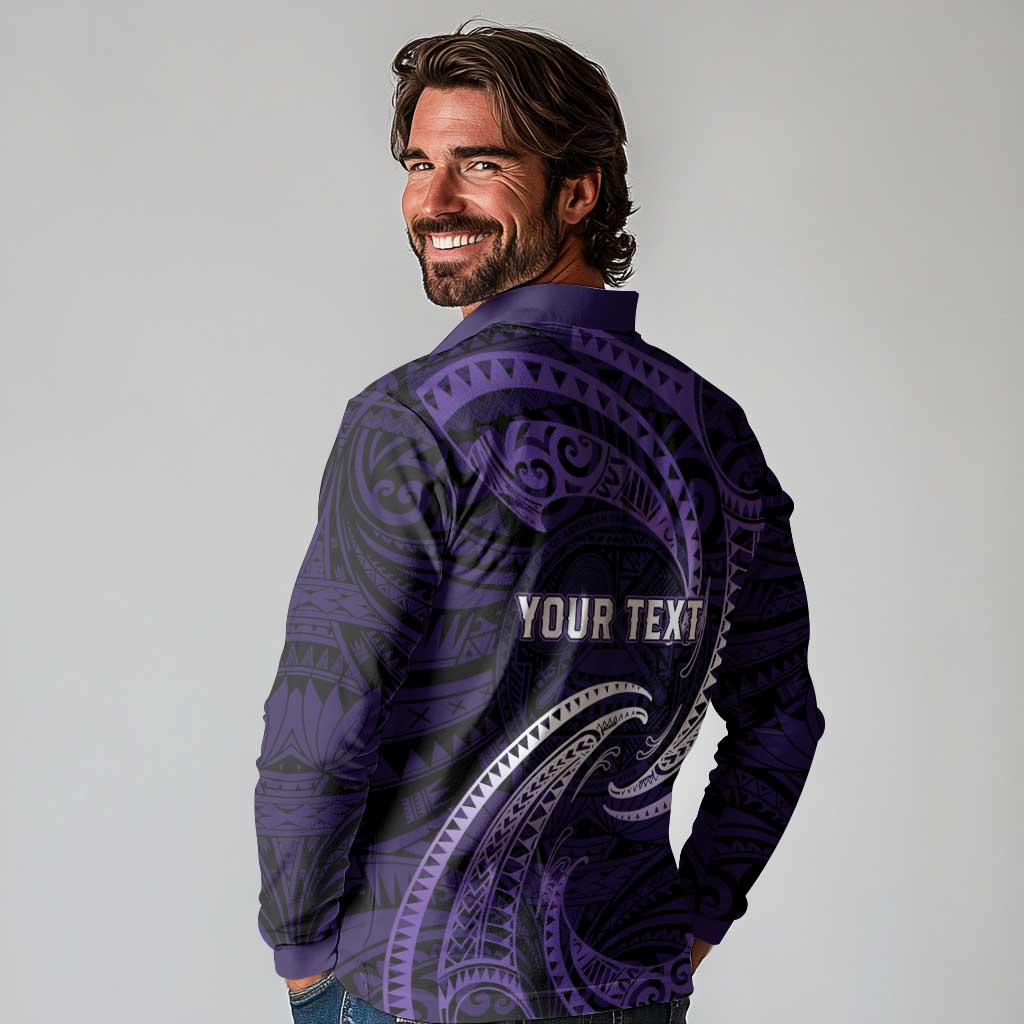 Manua Segaula American Samoa High School Personalized Long Sleeve Polo Shirt Polynesian Wave Style