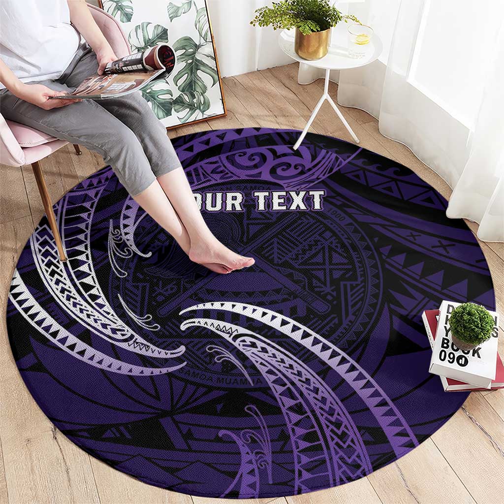 Manua Segaula American Samoa High School Personalized Round Carpet Polynesian Wave Style