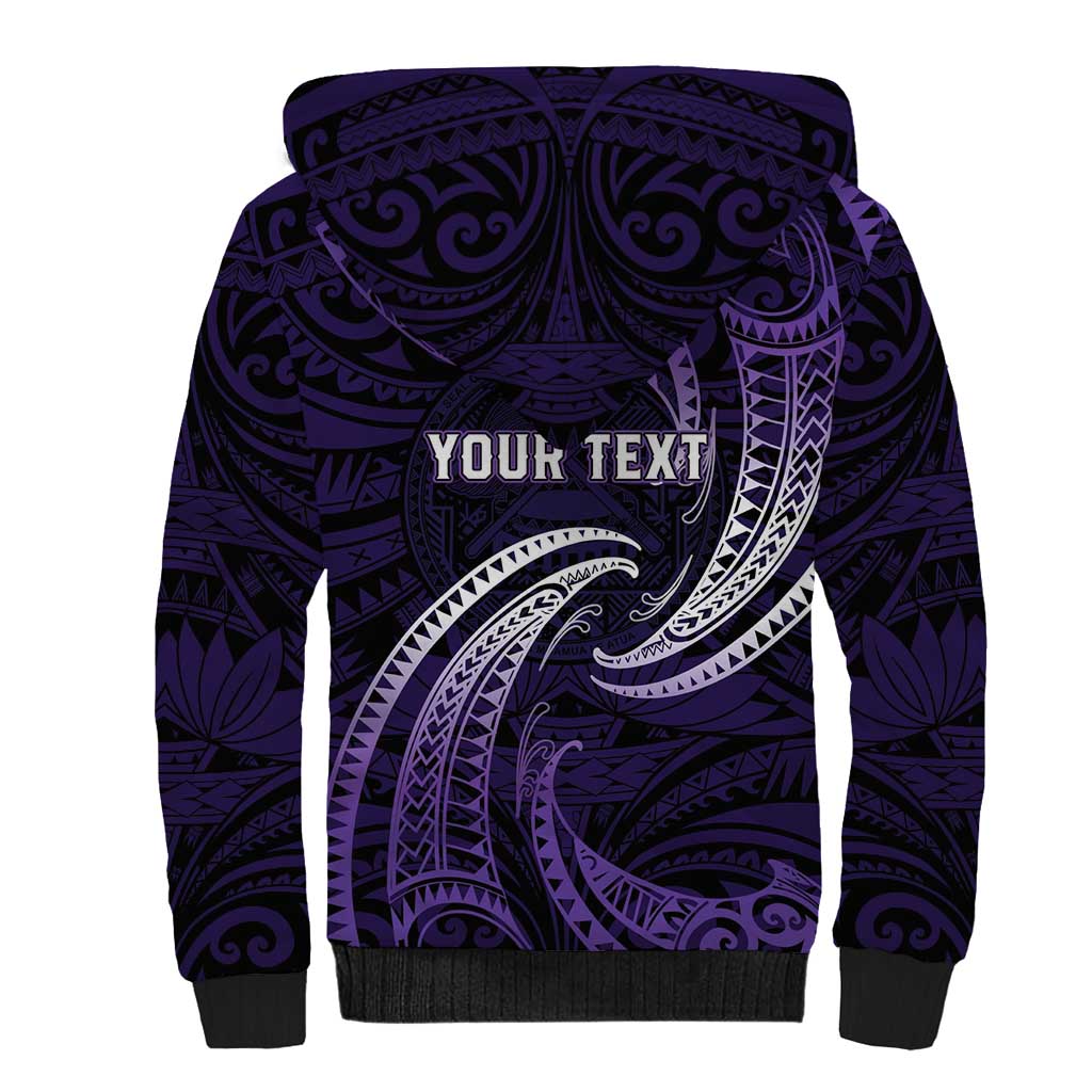 Manua Segaula American Samoa High School Personalized Sherpa Hoodie Polynesian Wave Style