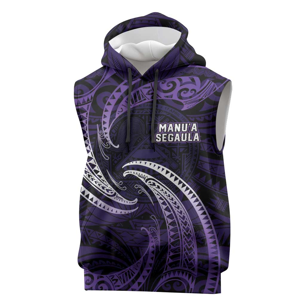 Manua Segaula American Samoa High School Personalized Sleeveless Hoodie Polynesian Wave Style - Polynesian Pride