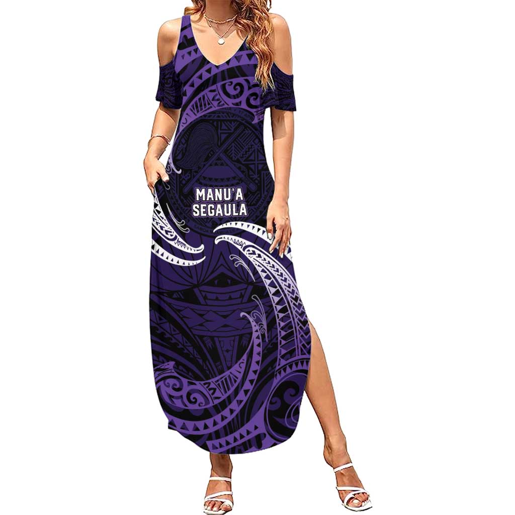Manua Segaula American Samoa High School Personalized Summer Maxi Dress Polynesian Wave Style LT9 Women Purple - Polynesian Pride