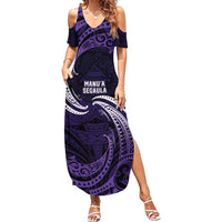 Manua Segaula American Samoa High School Personalized Summer Maxi Dress Polynesian Wave Style LT9 Women Purple - Polynesian Pride