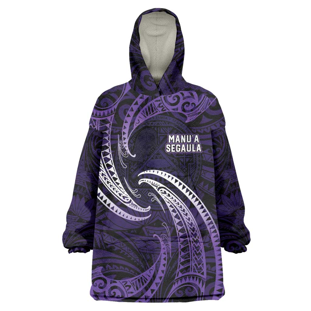 Manua Segaula American Samoa High School Personalized Wearable Blanket Hoodie Polynesian Wave Style