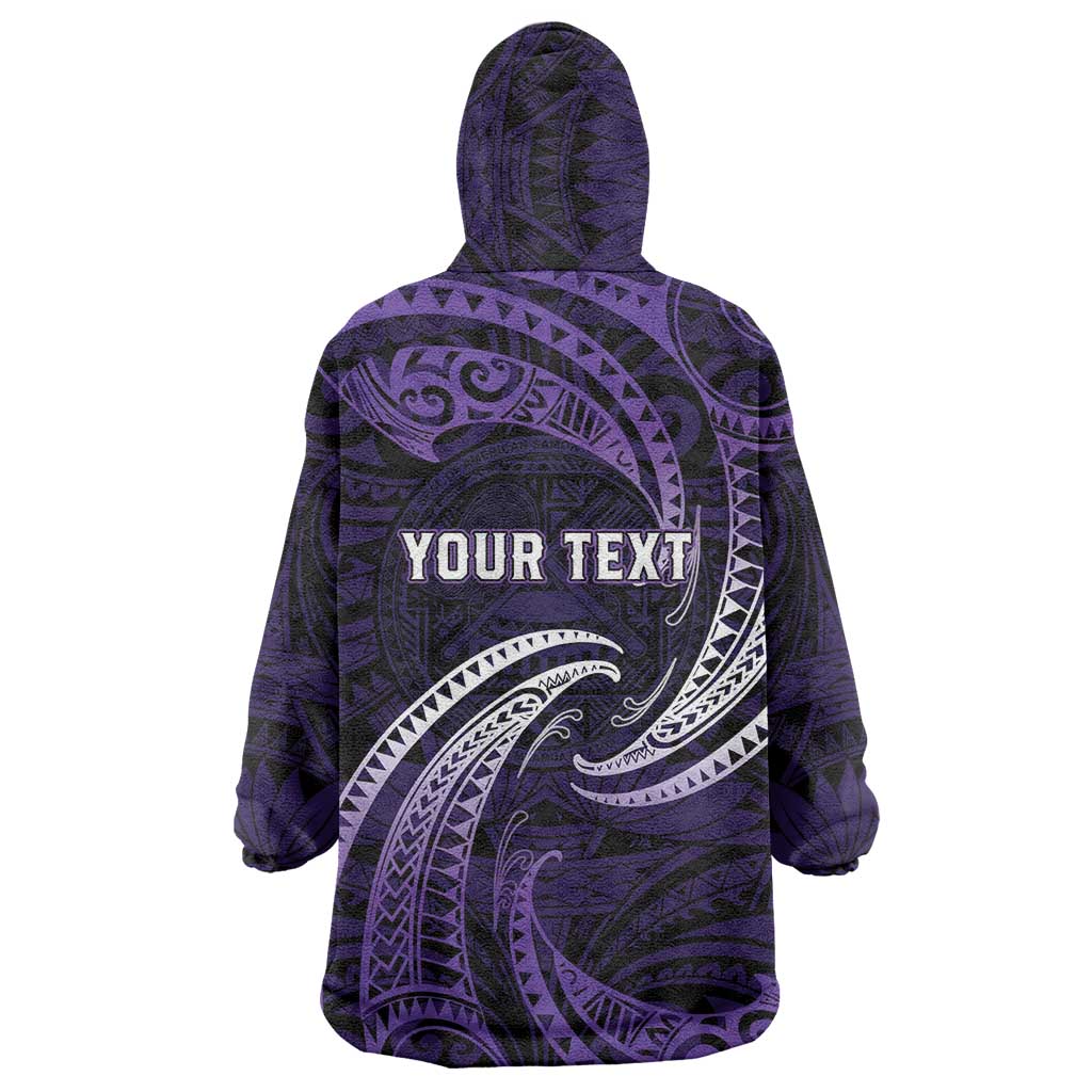 Manua Segaula American Samoa High School Personalized Wearable Blanket Hoodie Polynesian Wave Style