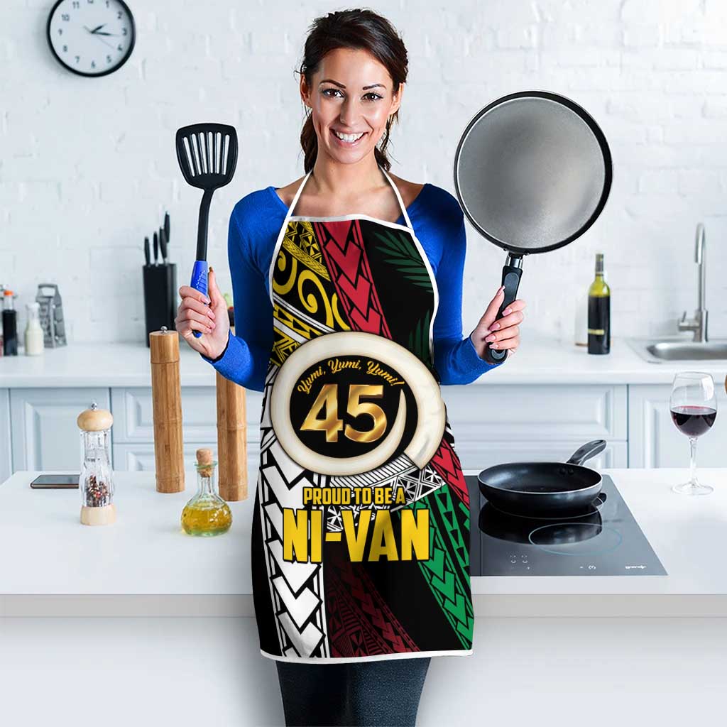 Ni-Van Vanuatu 45th Yumi Yumi Yumi Apron Vanuatuan Boar Tusk Polynesian Pattern - Polynesian Pride