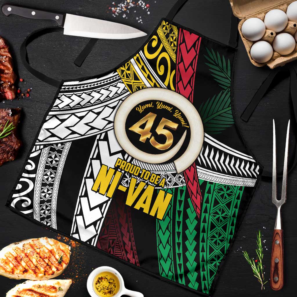 Ni-Van Vanuatu 45th Yumi Yumi Yumi Apron Vanuatuan Boar Tusk Polynesian Pattern - Polynesian Pride
