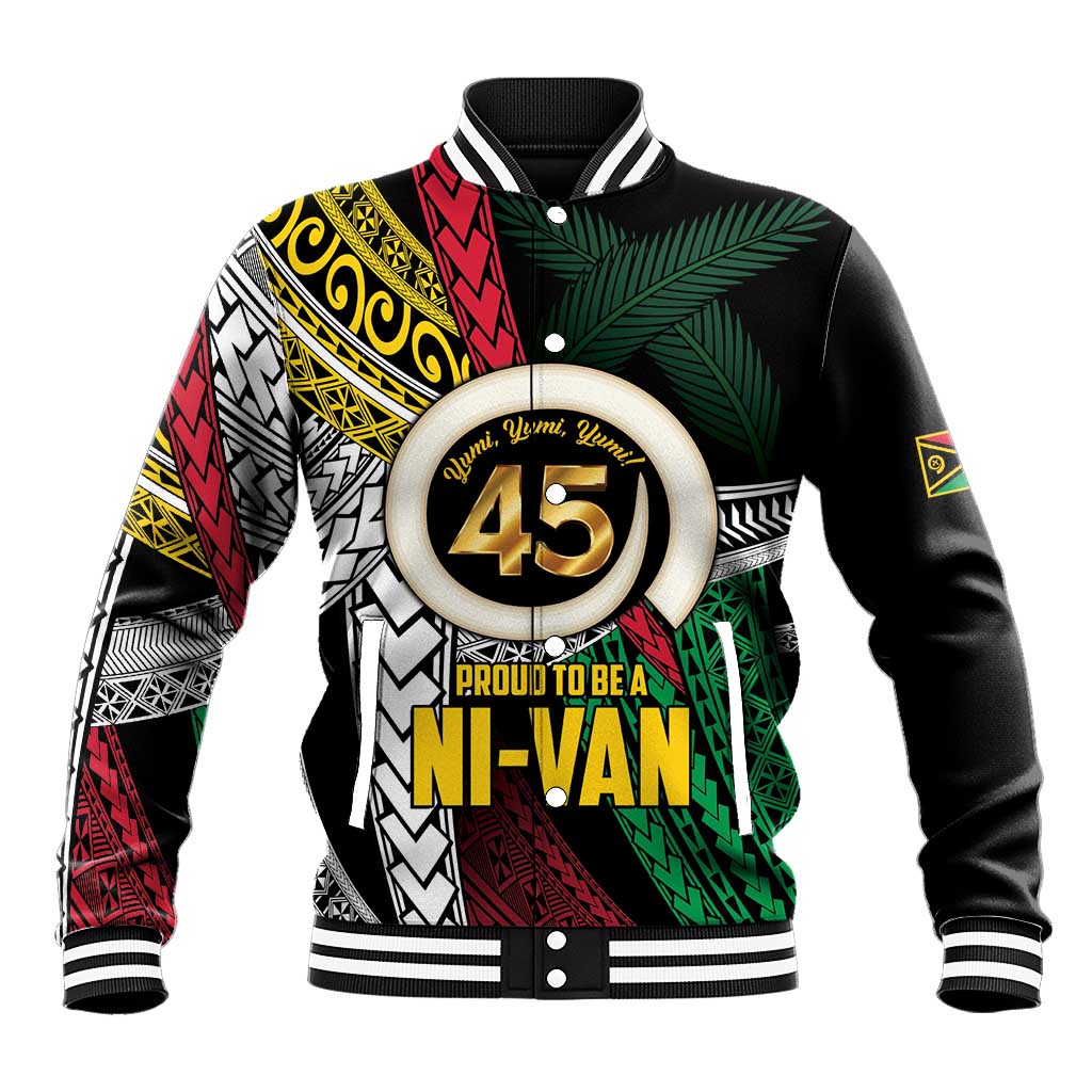 Ni-Van Vanuatu 45th Yumi Yumi Yumi Baseball Jacket Vanuatuan Boar Tusk Polynesian Pattern