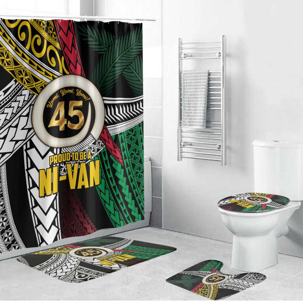Ni-Van Vanuatu 45th Yumi Yumi Yumi Bathroom Set Vanuatuan Boar Tusk Polynesian Pattern - Polynesian Pride