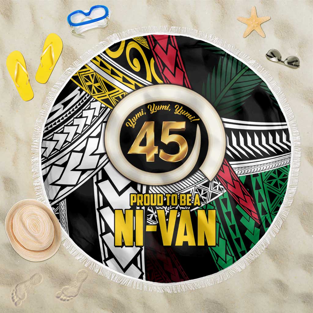 Ni-Van Vanuatu 45th Yumi Yumi Yumi Beach Blanket Vanuatuan Boar Tusk Polynesian Pattern