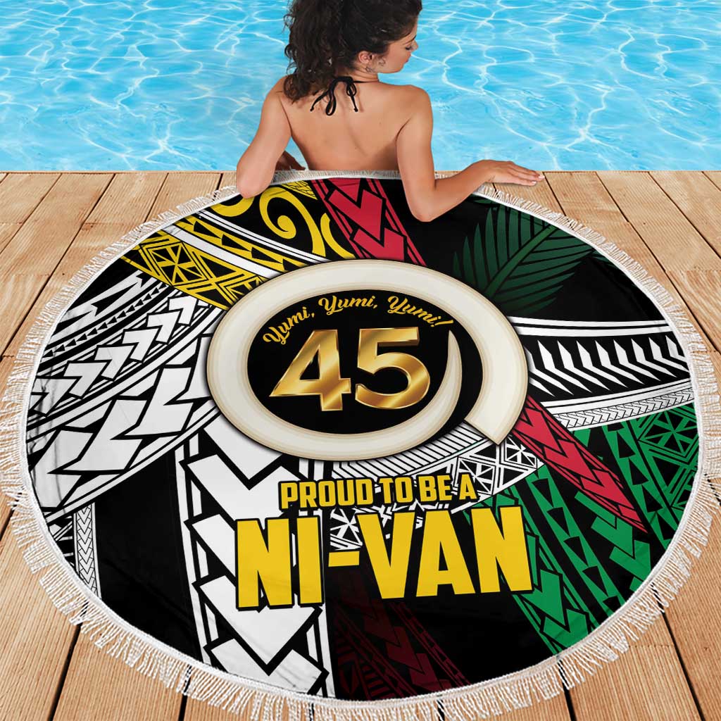 Ni-Van Vanuatu 45th Yumi Yumi Yumi Beach Blanket Vanuatuan Boar Tusk Polynesian Pattern